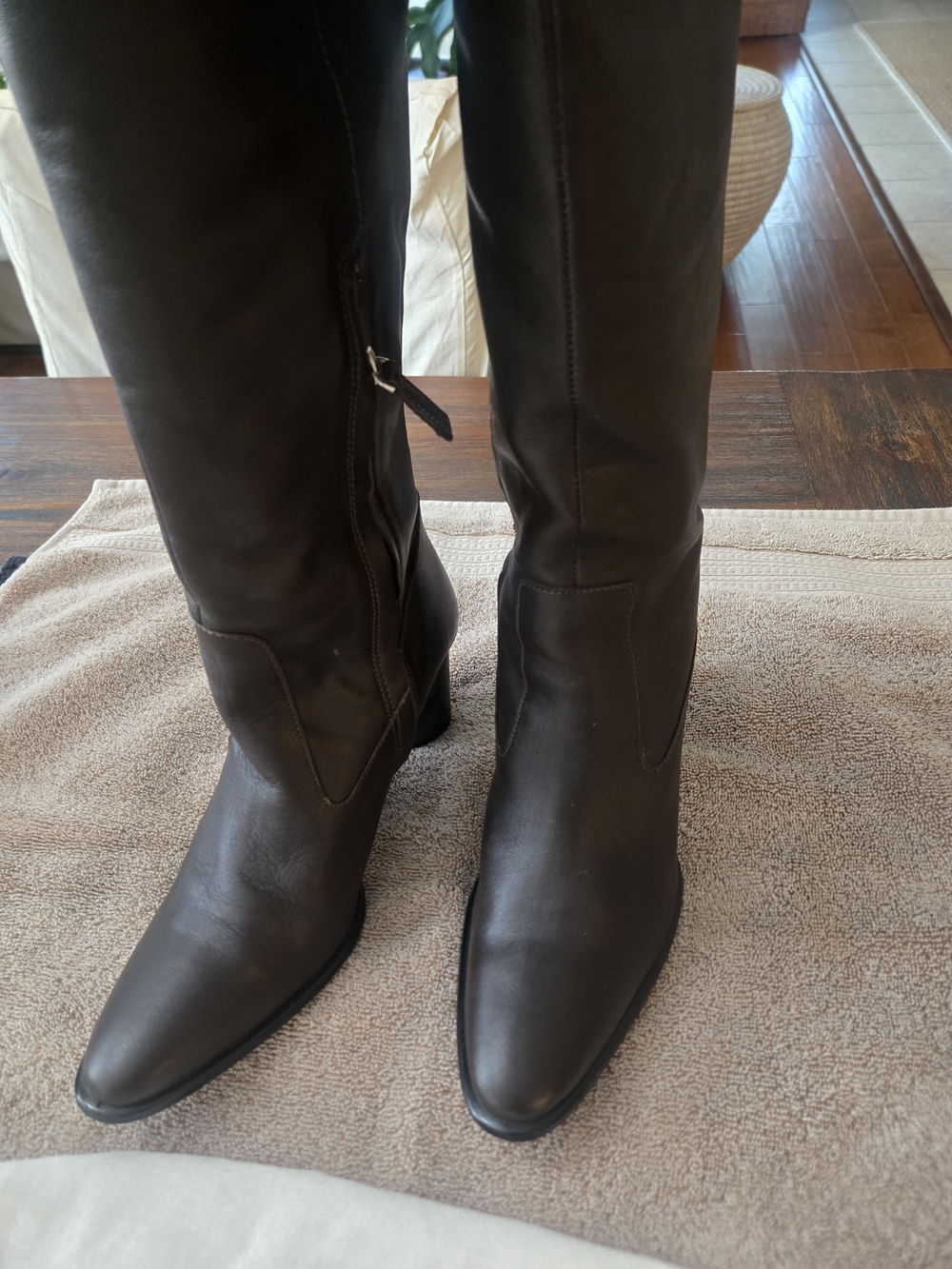 Zara Dark Brown Over-the-Knee Genuine Leather Boots Size 42/11 EUC - Picture 4 of 12